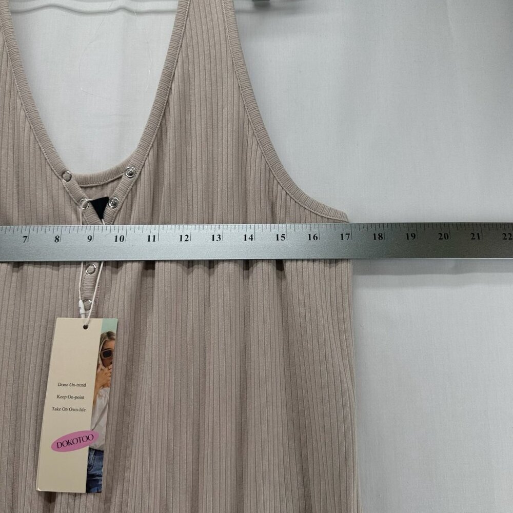 DOKOTOO Jumpsuit Size XL Ribbed Sleeveless Popover Tapered Cropped Beige - Picture 9 of 13